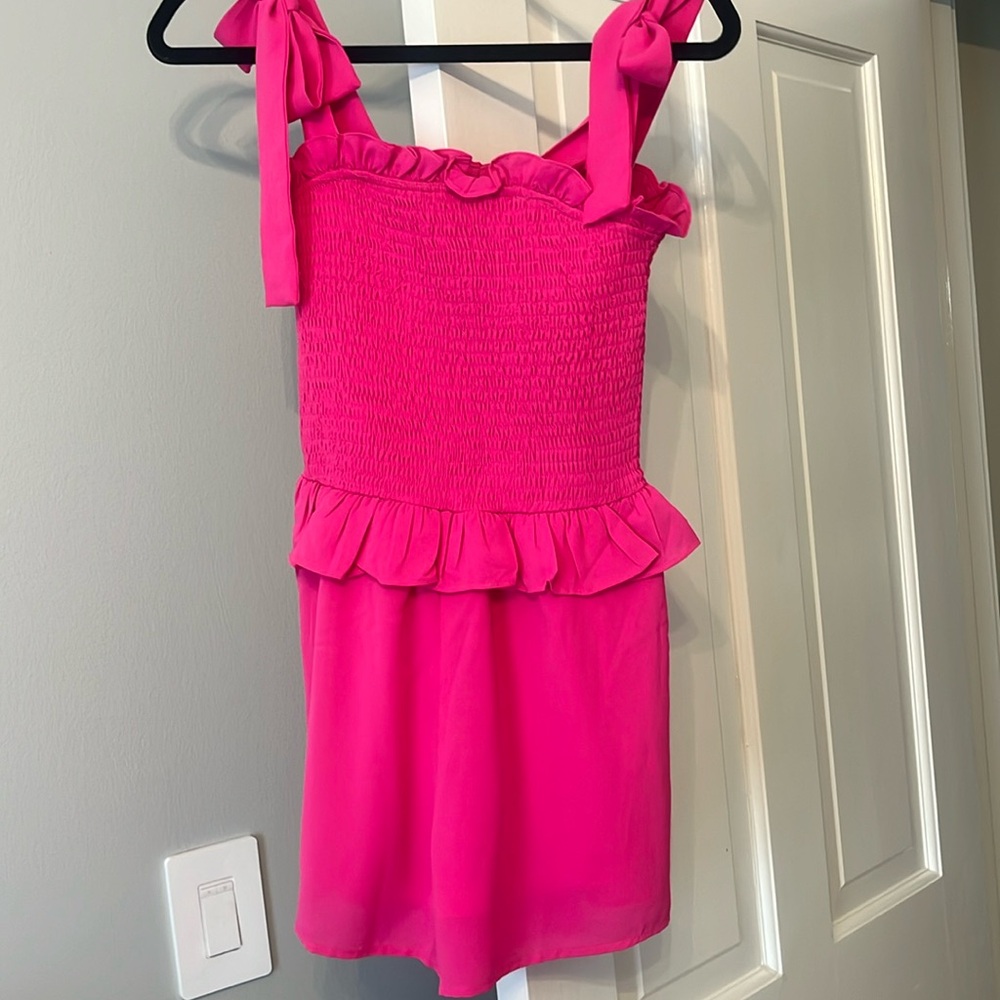 Perfect condition pink bow ruffle romper!